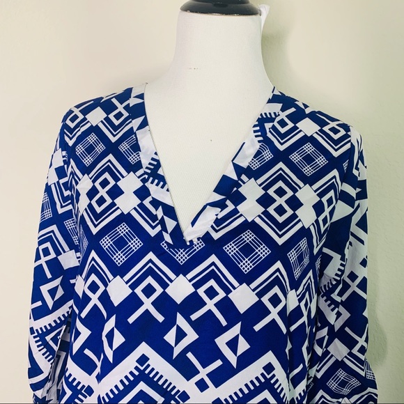Anthropologie Everly Tunic, Blue and White - Picture 2 of 13
